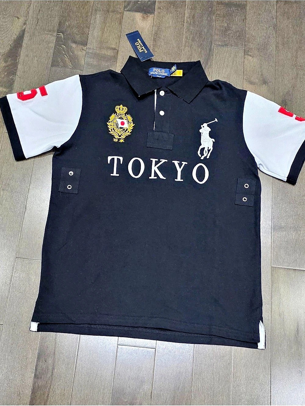 Polo Ralph Lauren Tokyo Big Pony Custom Slim Fit Polo Shirt Black & White